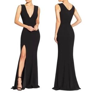 NWOT Dress the Population Sandra Black Gown Dress Mermaid Stretch Crepe  M